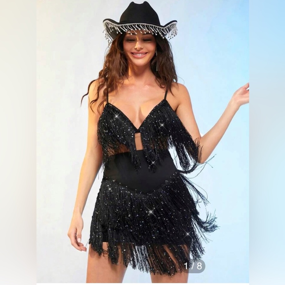 fringe top and fringe skirt set